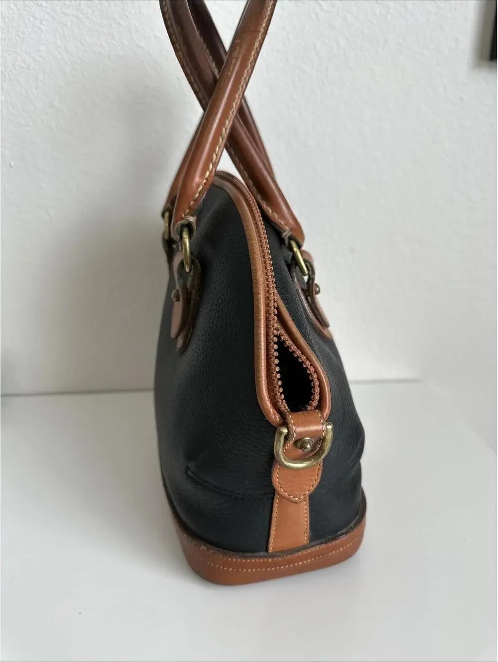 Vintage Dooney and Bourke D&B Norfolk All Weather Leather Satchel Handbag Purse - Picture 5 of 13